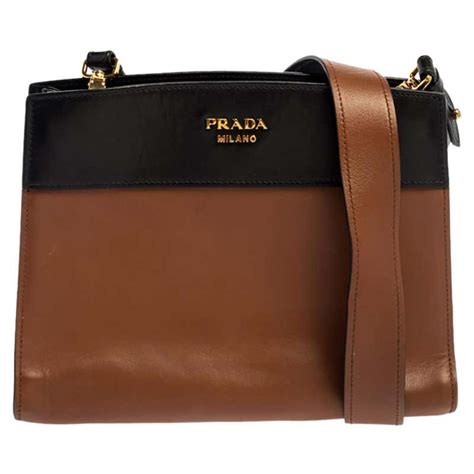 prada bag brown and black|prada brown leather handbag.